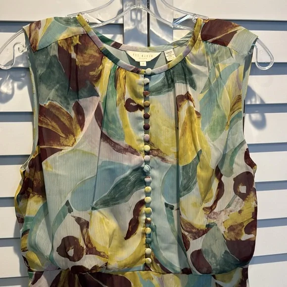 Ted Baker Pre Loved Ellain button up printed sleeveless Dress. Size 3 = US 6-8 - Picture 6 of 13